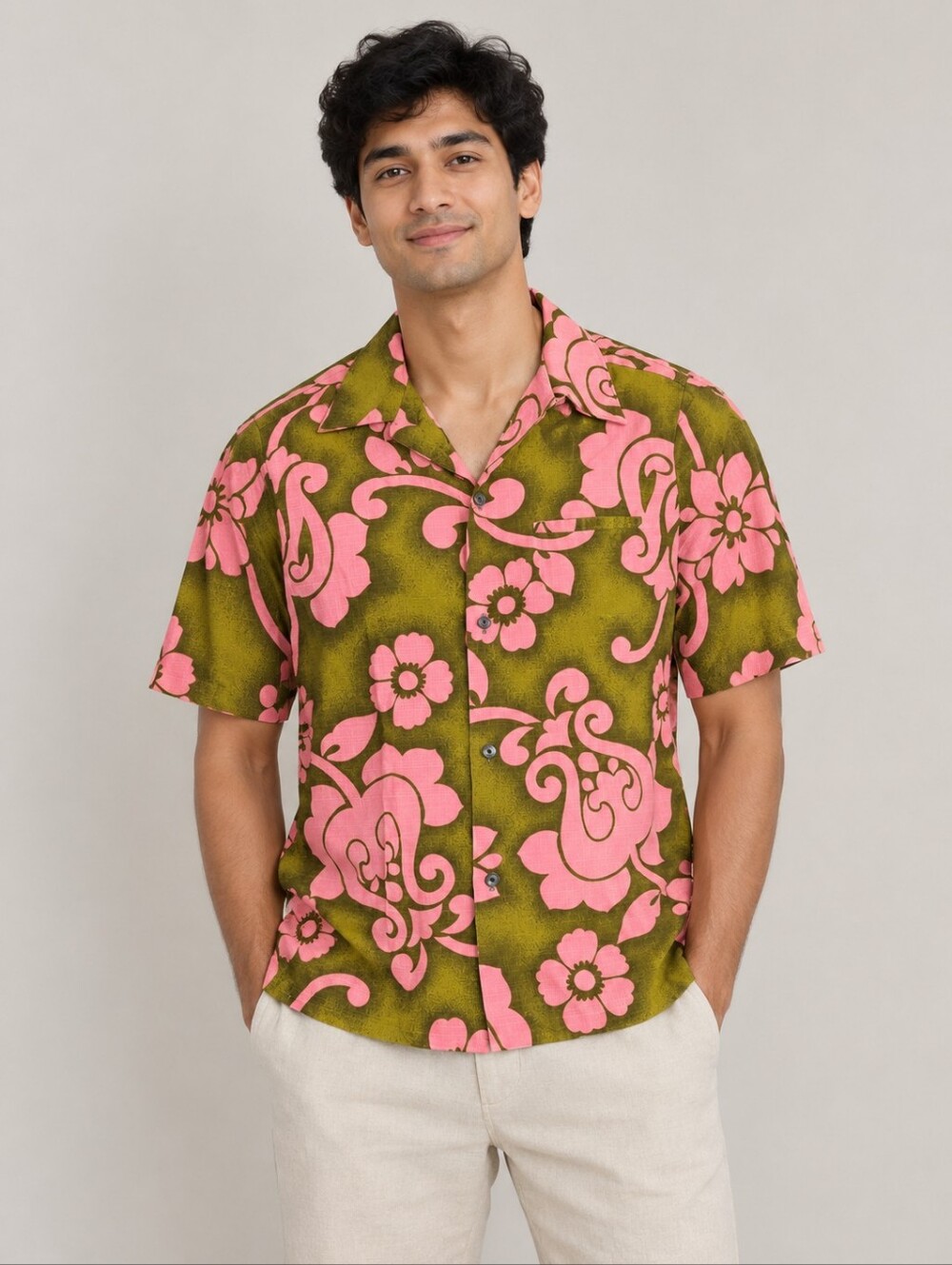 Vintage Liberty House Hawaii Pink Floral Hawaiian Shirt Retro Button Up